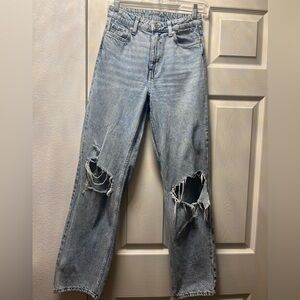 H&M Light Blue Distressed Boyfriend Jeans